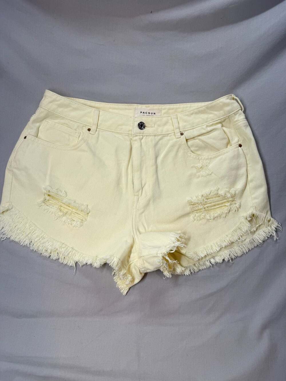 PacSun High Rise Festival Short Size 30 Yellow Distressed Denim